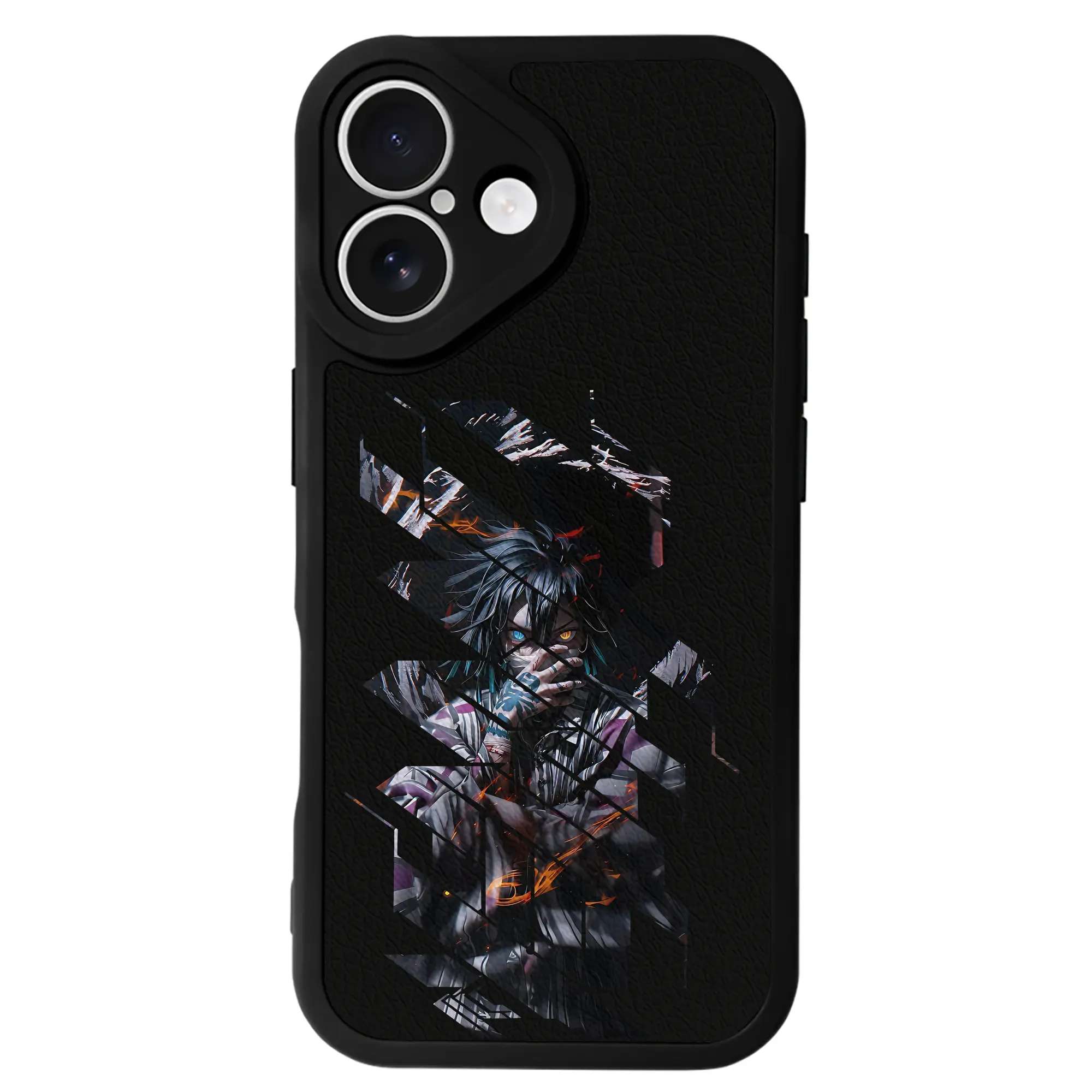 鬼滅の刃 グッズ,伊黒 小芭内 - IPhone 16シリーズ対応 ・ シリコンスマホケース ・ レザー調 ・ 高精度フィット ・ 耐衝撃 ・ ワイヤレス充電対応 ・ 精密カット